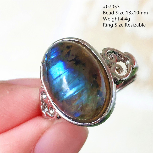 Pierre Silver - Prawdziwy naturalny labradoryt niebieski pierścień 925 Sterling Silver z regulacją światła - Wianko - 7