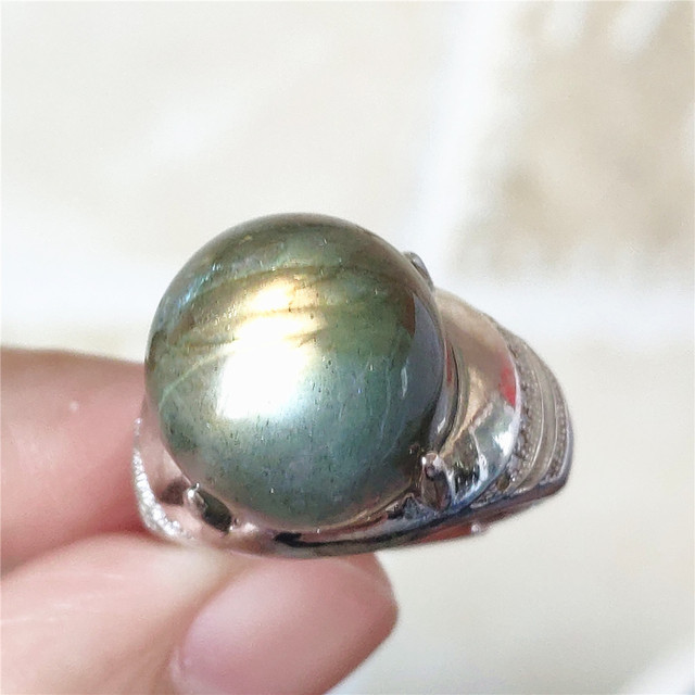 Pierre Silver - Prawdziwy naturalny labradoryt niebieski pierścień 925 Sterling Silver z regulacją światła - Wianko - 100