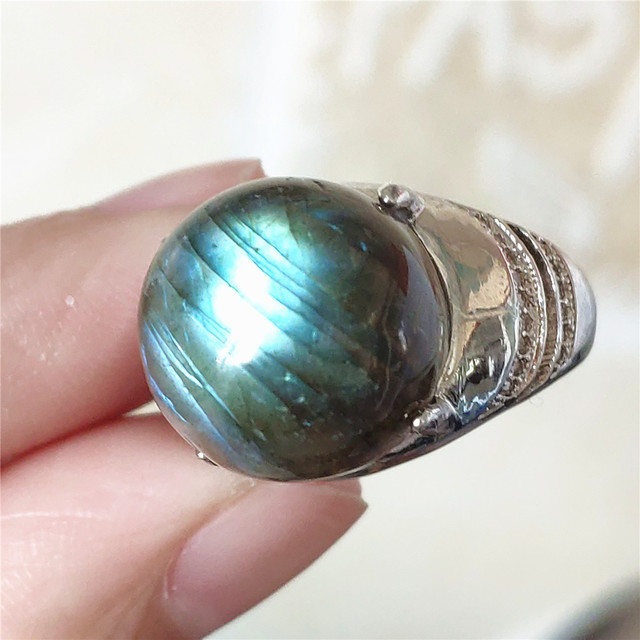 Pierre Silver - Prawdziwy naturalny labradoryt niebieski pierścień 925 Sterling Silver z regulacją światła - Wianko - 96