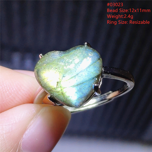 Pierre Silver - Prawdziwy naturalny labradoryt niebieski pierścień 925 Sterling Silver z regulacją światła - Wianko - 78