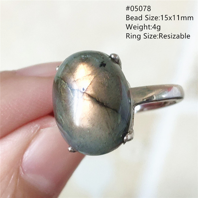 Pierre Silver - Prawdziwy naturalny labradoryt niebieski pierścień 925 Sterling Silver z regulacją światła - Wianko - 101