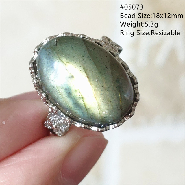 Pierre Silver - Prawdziwy naturalny labradoryt niebieski pierścień 925 Sterling Silver z regulacją światła - Wianko - 91