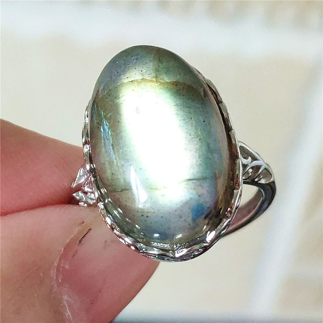 Pierre Silver - Prawdziwy naturalny labradoryt niebieski pierścień 925 Sterling Silver z regulacją światła - Wianko - 74