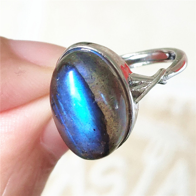 Pierre Silver - Prawdziwy naturalny labradoryt niebieski pierścień 925 Sterling Silver z regulacją światła - Wianko - 14
