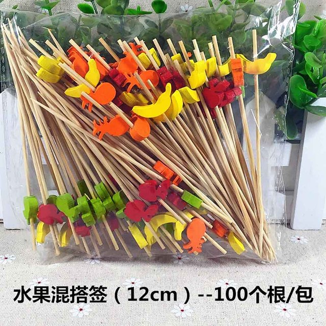100 jednorazowych patyczków do owoców z bambusa, wykałaczki do koktajli, akcesoria piknikowe - Wianko - 4