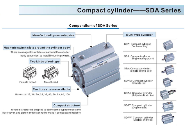 Seria cylindrów pneumatycznych jednostronnego działania SSA o otworze 25 suwów o średnicach 5 ~ 50mm (SSA25X20-S-B, SSA25X30-B, SSA25X50) - Wianko - 9