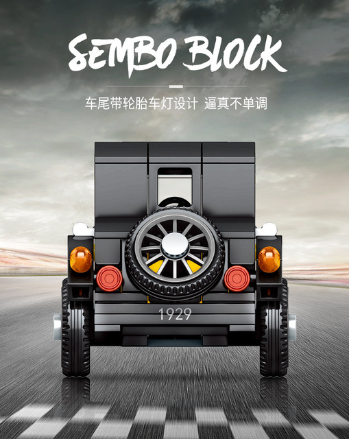 Klocki Sembo - Zestaw antycznych samochodów Vintage Model, budowlany, kreatywny, samochody miejskie, moc prędkości, technika wyścigowa - Wianko - 6