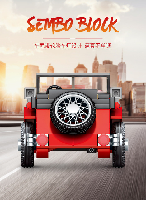 Klocki Sembo - Zestaw antycznych samochodów Vintage Model, budowlany, kreatywny, samochody miejskie, moc prędkości, technika wyścigowa - Wianko - 22