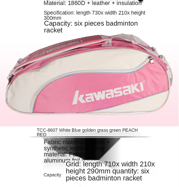 Oryginalna torba tenisowa Kawasaki - sportowy dodatek dla mężczyzn i kobiet - Wianko - 5