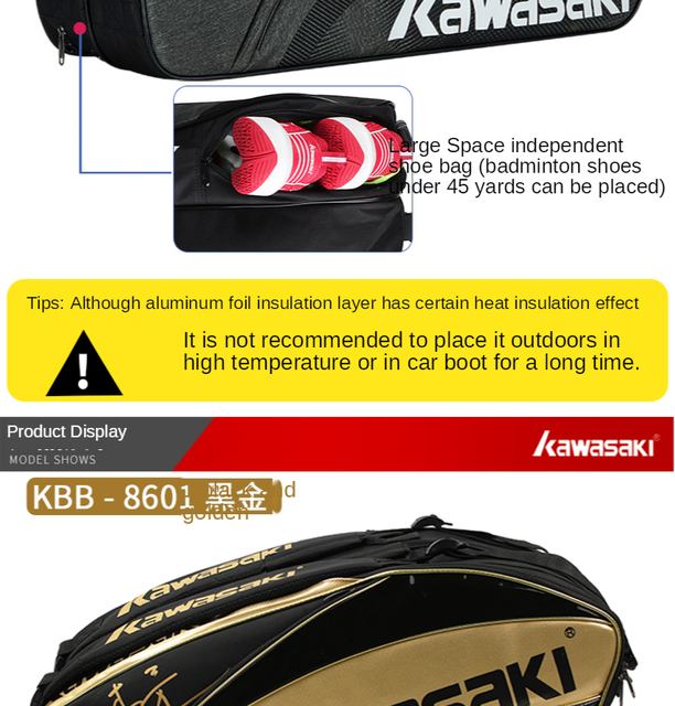 Oryginalna torba tenisowa Kawasaki - sportowy dodatek dla mężczyzn i kobiet - Wianko - 17