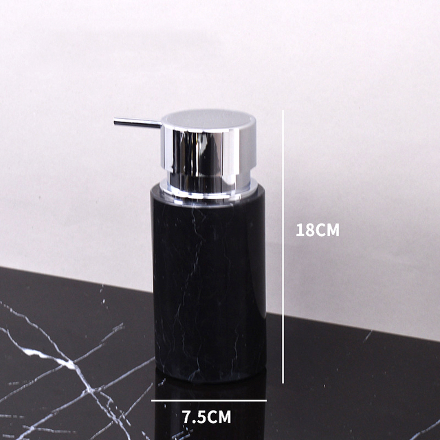 Zestaw akcesoriów łazienkowych z czarno-białym naturalnym marmurem: dozownik do mydła, kubek, taca luksusowy - Wianko - 14