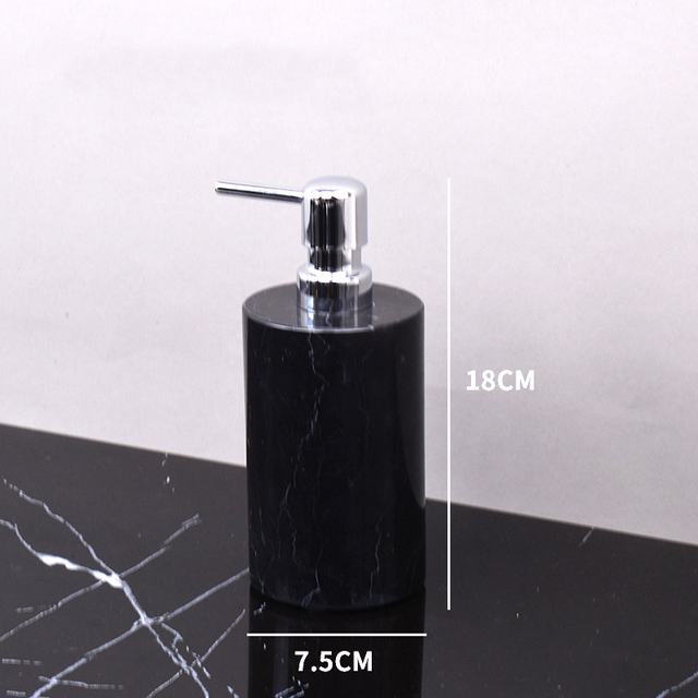 Zestaw akcesoriów łazienkowych z czarno-białym naturalnym marmurem: dozownik do mydła, kubek, taca luksusowy - Wianko - 12