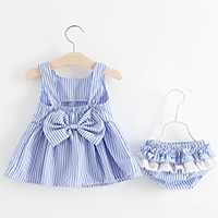 Zestaw ubrań dla niemowląt - sukienka w paski i spodenki - dziewczynka - noworodek - Wianko - 13