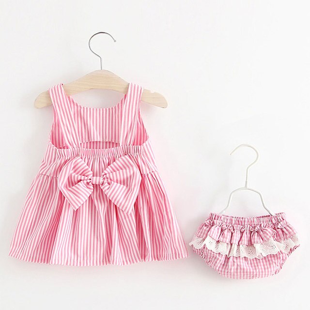 Zestaw ubrań dla niemowląt - sukienka w paski i spodenki - dziewczynka - noworodek - Wianko - 23