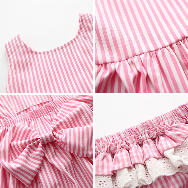 Zestaw ubrań dla niemowląt - sukienka w paski i spodenki - dziewczynka - noworodek - Wianko - 24