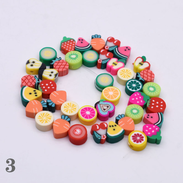 Biżuteryjne koraliki gliniane DIY, 10 mm, w kształcie owoców i serc z kwiatkiem - Wianko - 3
