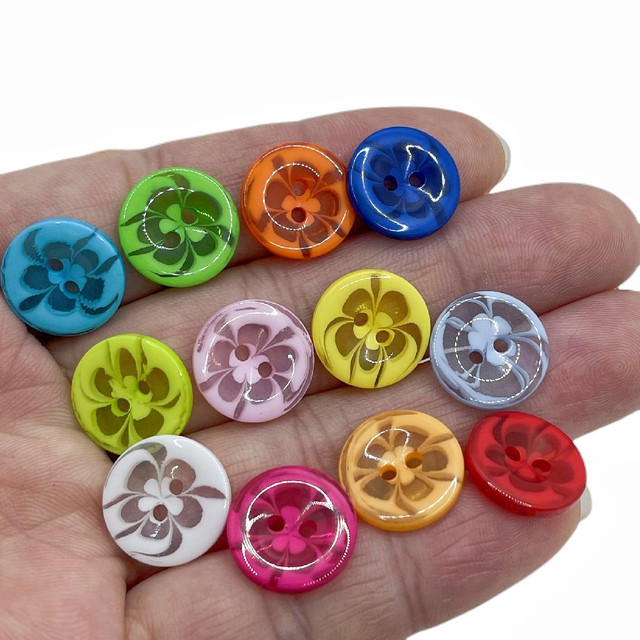 30 sztuk Guziki plastikowe Upick dla dzieci, mini, 2 otwory, 13mm, mix kolorów - Wianko - 2