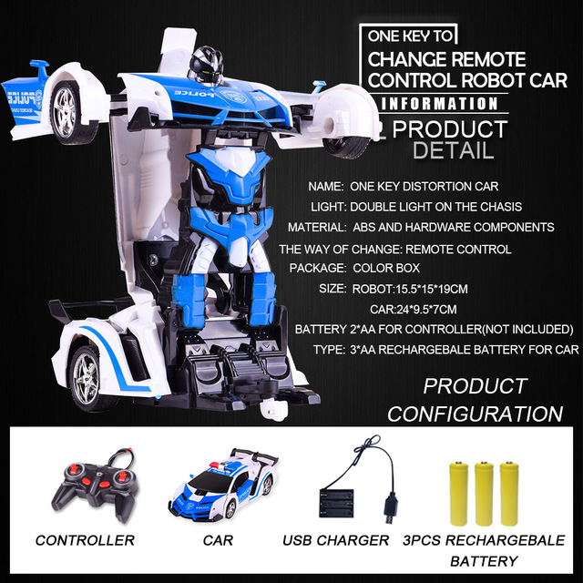 Samochód RC Drift 1:18 - automatyczna transformacja, jednoprzyciskowy model z funkcją roboty, zabawka elektryczna dla dzieci - Wianko - 4