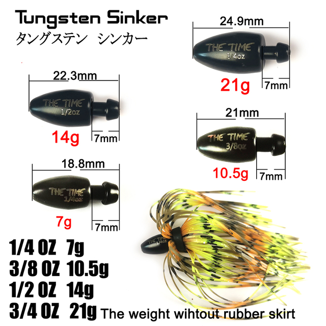 Przynęta gumowa THETIME Texas Rig 2021 - spódnica Tungsten Sinker 7-21g, 1/4-3/4 Oz, główka jigowa, do łowienia okonia - akcesoria przynętowe - Wianko - 6