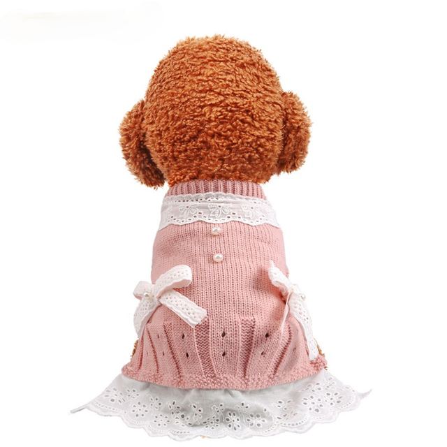 Ciepły i wygodny sweter dla psów i kotów z elementami mody dla małych psiaków - sukienki w stylu princess dla pupili - Wianko - 1