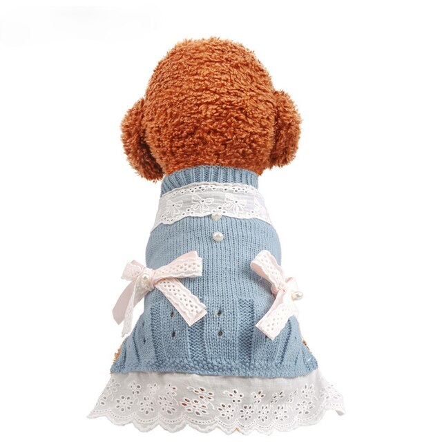 Ciepły i wygodny sweter dla psów i kotów z elementami mody dla małych psiaków - sukienki w stylu princess dla pupili - Wianko - 5