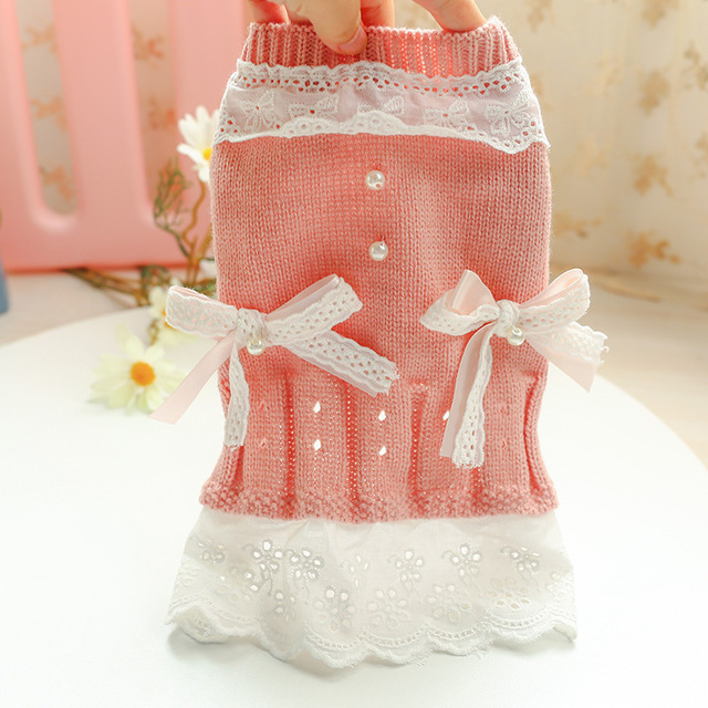Ciepły i wygodny sweter dla psów i kotów z elementami mody dla małych psiaków - sukienki w stylu princess dla pupili - Wianko - 10