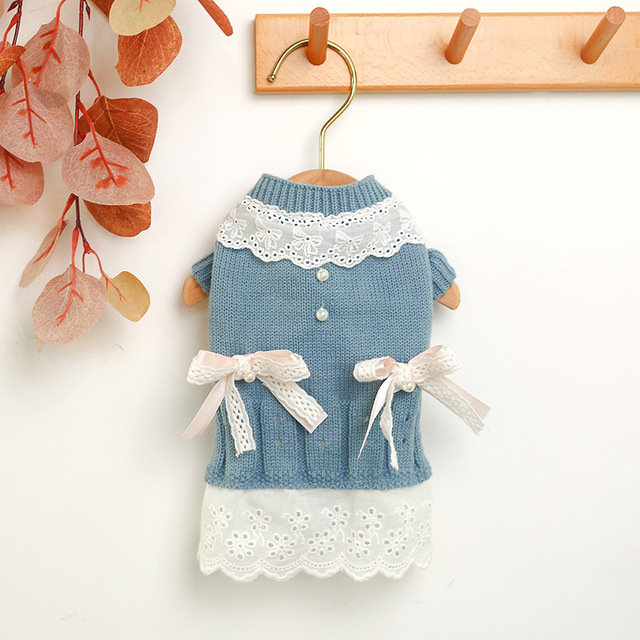 Ciepły i wygodny sweter dla psów i kotów z elementami mody dla małych psiaków - sukienki w stylu princess dla pupili - Wianko - 22