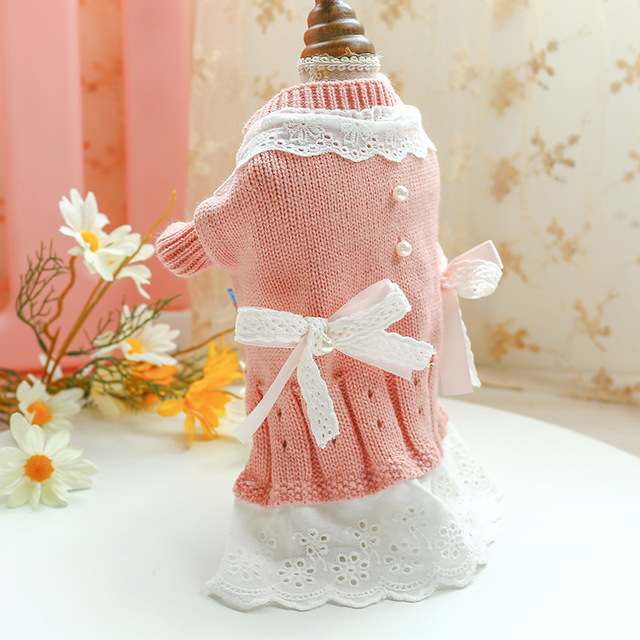 Ciepły i wygodny sweter dla psów i kotów z elementami mody dla małych psiaków - sukienki w stylu princess dla pupili - Wianko - 19