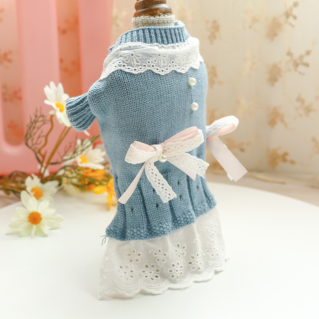 Ciepły i wygodny sweter dla psów i kotów z elementami mody dla małych psiaków - sukienki w stylu princess dla pupili - Wianko - 15