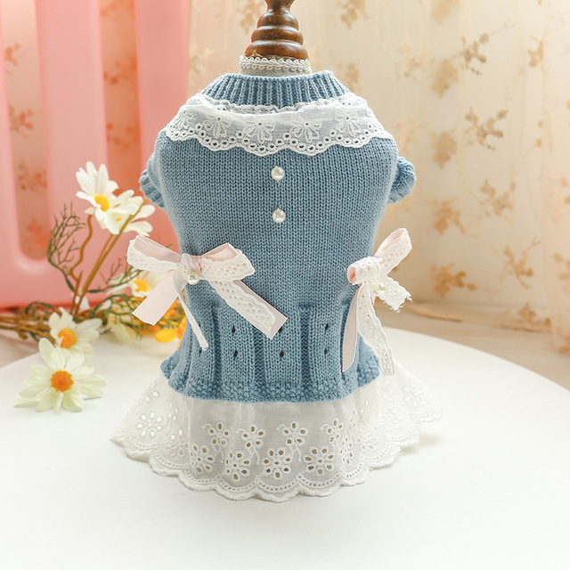 Ciepły i wygodny sweter dla psów i kotów z elementami mody dla małych psiaków - sukienki w stylu princess dla pupili - Wianko - 14