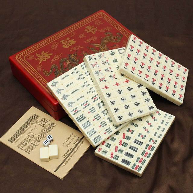 Portable Travel Mahjong - 144 sztuki z antycznym skórzanym etui i instrukcją po angielsku - praktyczne i łatwe do przenoszenia, łatwe do odczytania - Wianko - 7