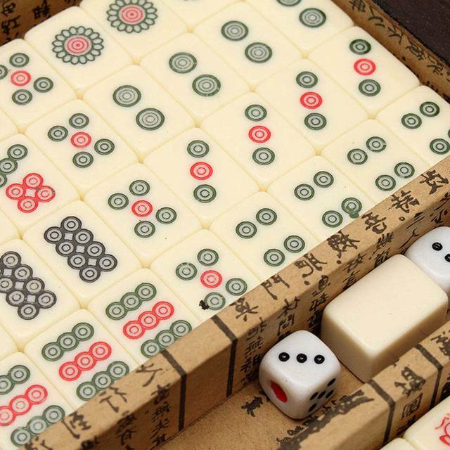 Portable Travel Mahjong - 144 sztuki z antycznym skórzanym etui i instrukcją po angielsku - praktyczne i łatwe do przenoszenia, łatwe do odczytania - Wianko - 5