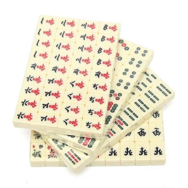 Portable Travel Mahjong - 144 sztuki z antycznym skórzanym etui i instrukcją po angielsku - praktyczne i łatwe do przenoszenia, łatwe do odczytania - Wianko - 8