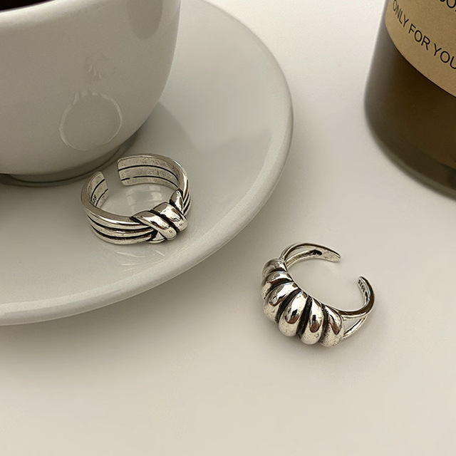 Srebrny pierścionek w stylu vintage z geometrycznym wzorem, regulowany łańcuchem, męski i damski - Wianko - 9