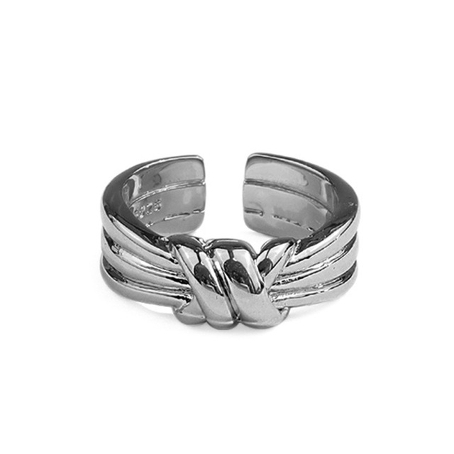 Srebrny pierścionek w stylu vintage z geometrycznym wzorem, regulowany łańcuchem, męski i damski - Wianko - 11
