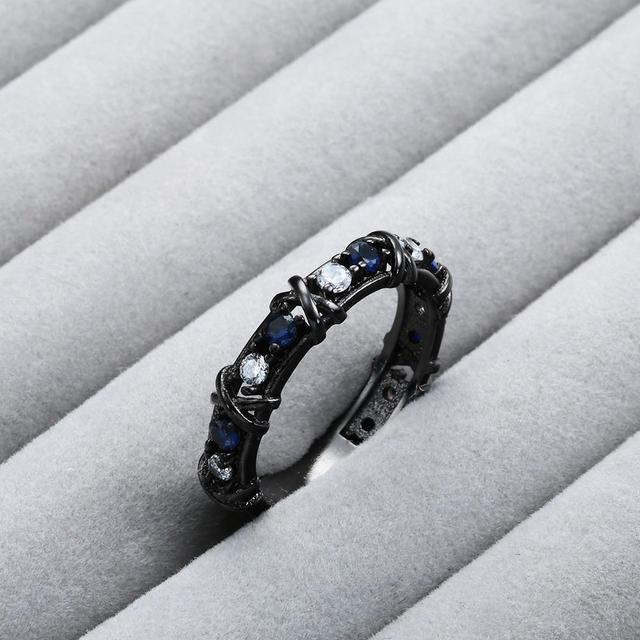 Pierścień ślubny dla kobiet z białym cyrkonem, kolor srebrny/niebieski - ekskluzywna biżuteria - Wianko - 3