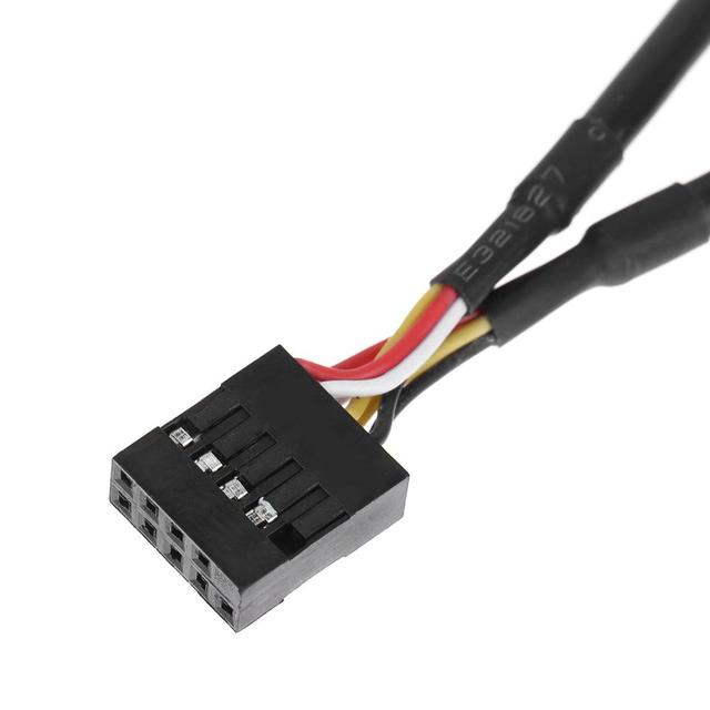 Przedłużacz karty pulpitu USB Header 9-pin, USB 2.0, męski na żeński - 4 portowy HUB złącza pinowego 9 Adapter Port Multilier - Wianko - 8
