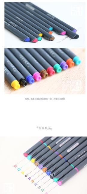 Pióro ołówkowe żelowe - 10 kolorów, linia 0.38mm, włókna, akwarelowe, koreańskie, Kawaii - narzędzia szkolne - Wianko - 10