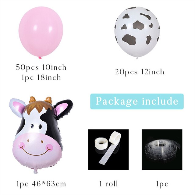 74 sztuki różowych lateksowych balonów z motywem krowy dekoracje Baby Shower urodzinowe Balon Garland talerz Farm Party Supplies - Wianko - 2