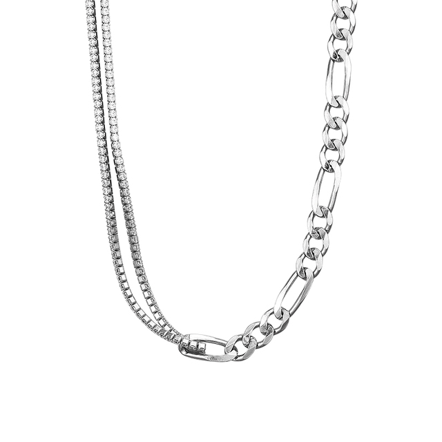 Asymetryczny naszyjnik 925 Sterling Silver z cyrkoniami | Modna biżuteria dla kobiet | Elegancki łańcuszek do obojczyka | S-N259 - Wianko - 13