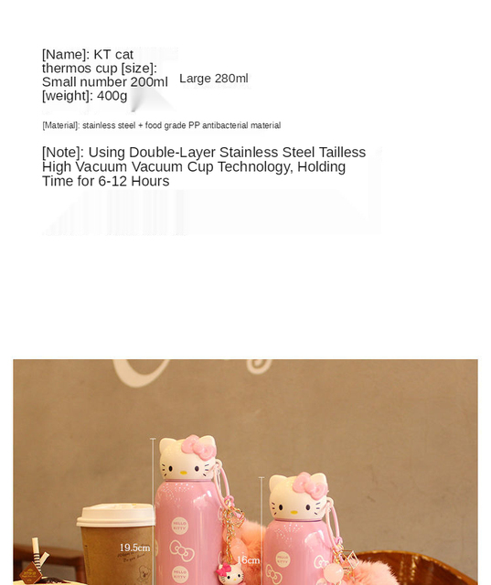 Kreatywny uroczy kubek studencki Hello Kitty TAKARA TOMY dla dzieci ze stali nierdzewnej - Wianko - 2