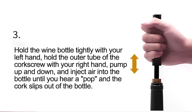 Pompa powietrza do butelek z czerwonym winem - szybki, bezpieczny otwieracz korkociąg z ciśnieniem powietrza - Wianko - 9
