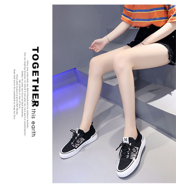 Letnie nowe damskie buty flats 2021, koreańska wersja, siateczkowa powierzchnia, białe, oddychające, miękkie z podeszwami - Wianko - 15