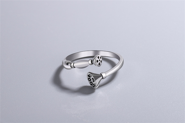 Elegancki pierścień z mini korzeniem lotosu, wykonany z 925 srebra, dla kobiet – możliwość regulacji rozmiaru - Wianko - 22