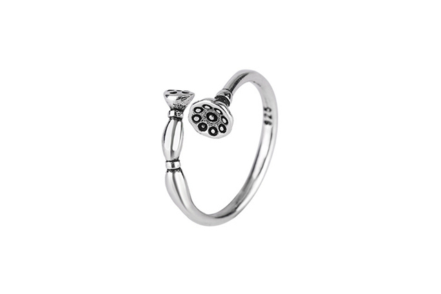 Elegancki pierścień z mini korzeniem lotosu, wykonany z 925 srebra, dla kobiet – możliwość regulacji rozmiaru - Wianko - 25