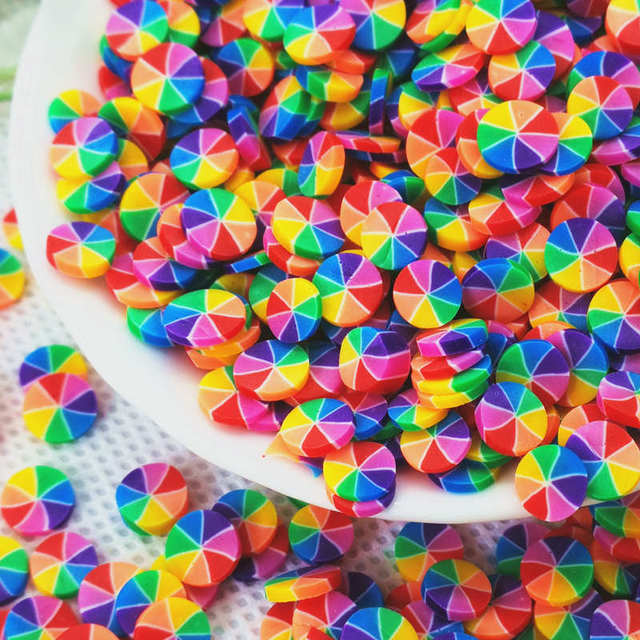 5mm okrągłe koraliki z gliny polimerowej w tęczowych kolorach - dekoracyjne konfetti DIY - Wianko - 4