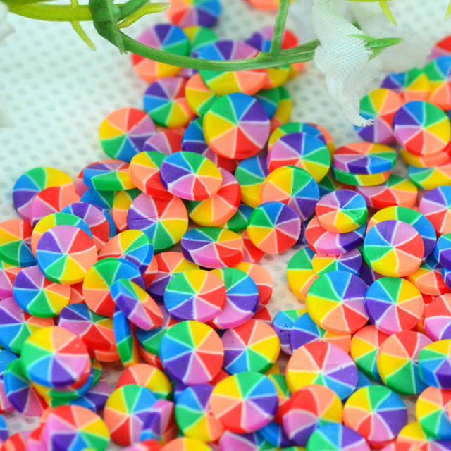 5mm okrągłe koraliki z gliny polimerowej w tęczowych kolorach - dekoracyjne konfetti DIY - Wianko - 1
