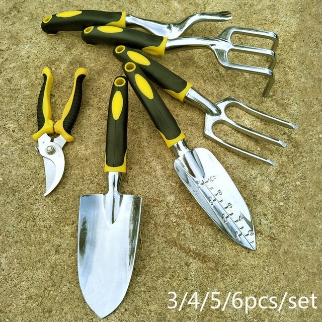 Wielofunkcyjny zestaw narzędzi ogrodowych - łopata, łopatki, grabki - 4 sztuki, 30 cm - Wianko - 1