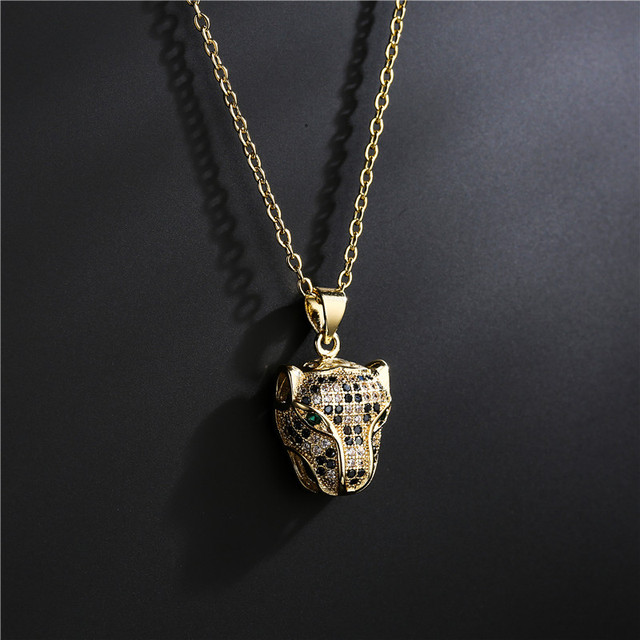 Mafisar 2021 New Fashion - złoty naszyjnik Leopard Head z cyrkoniami - luksusowa biżuteria dla kobiet i mężczyzn - Wianko - 6