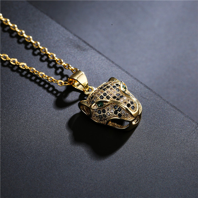 Mafisar 2021 New Fashion - złoty naszyjnik Leopard Head z cyrkoniami - luksusowa biżuteria dla kobiet i mężczyzn - Wianko - 2
